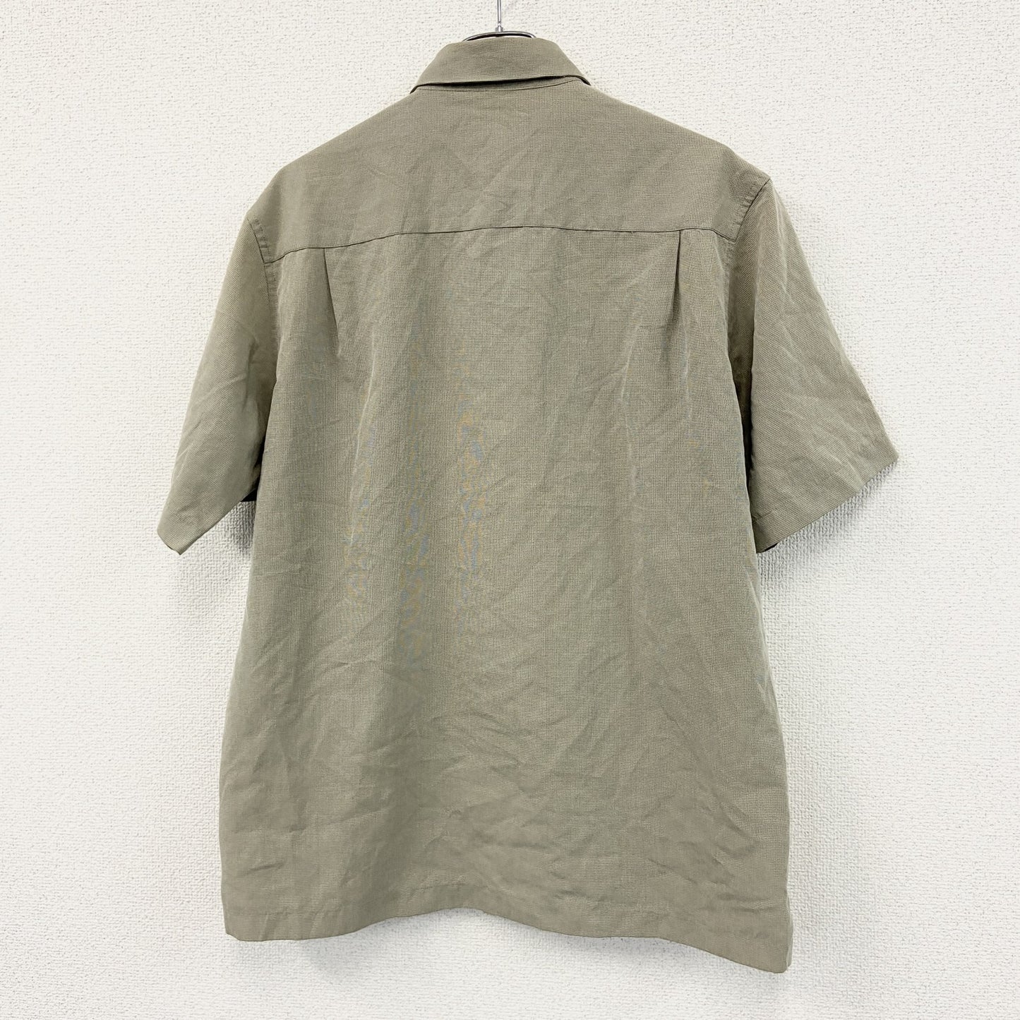 90s　 PERRY ELLIS PORTFOLIO　ペリー エリス ポートフォリオ　半袖シャツ　千鳥柄　ベージュ　Mサイズ