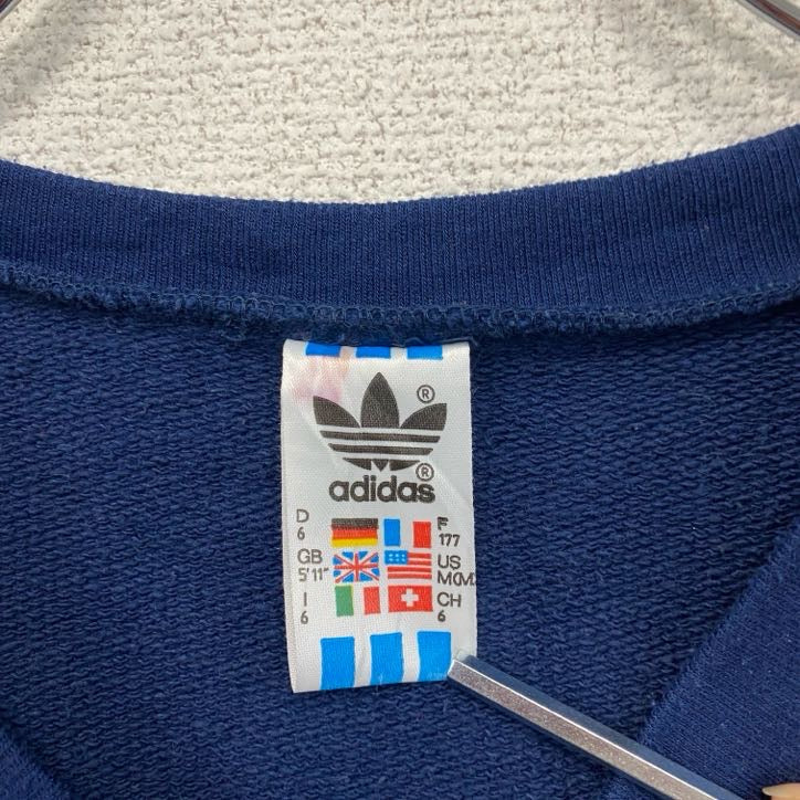 80s　adidas　アディダス　スウェットベスト　ヴィンテージ　Vネック　紺　ネイビー　Mサイズ