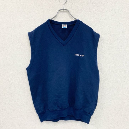 80s　adidas　アディダス　スウェットベスト　ヴィンテージ　Vネック　紺　ネイビー　Mサイズ