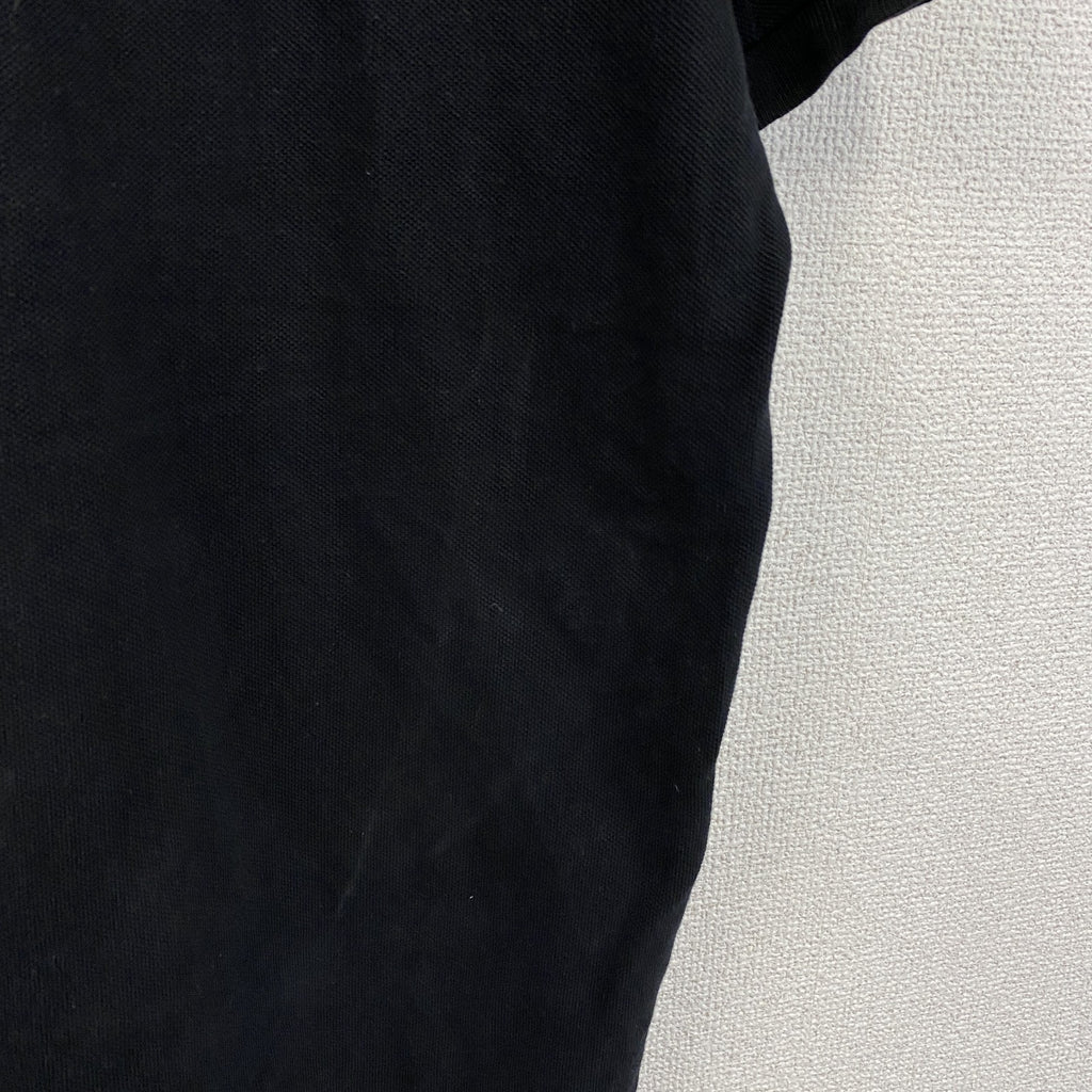 LACOSTE　ラコステ　半袖ポロシャツ　刺繍ロゴ　無地　黒　ブラック　Mサイズ