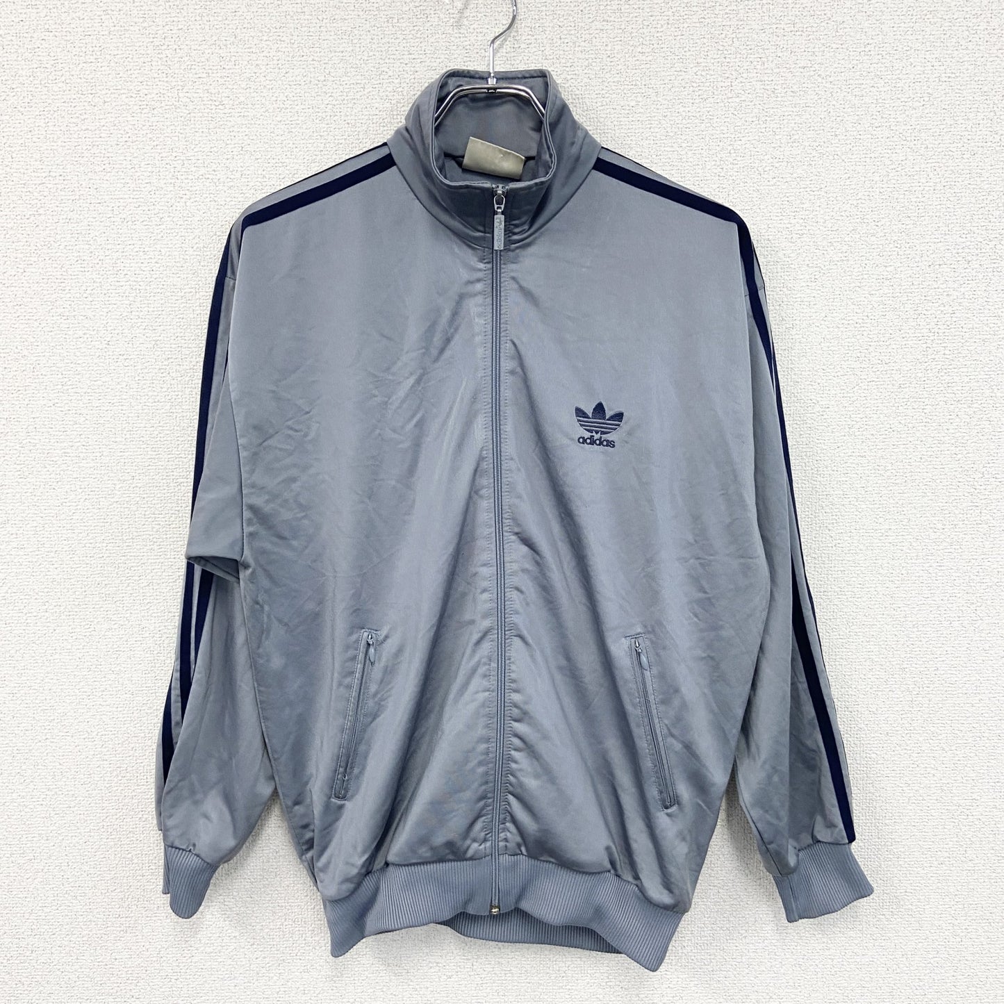 90s　adidas　アディダス　フルジップトラックジャケット/ジャージ　ヴィンテージ　灰色　グレー　162サイズ