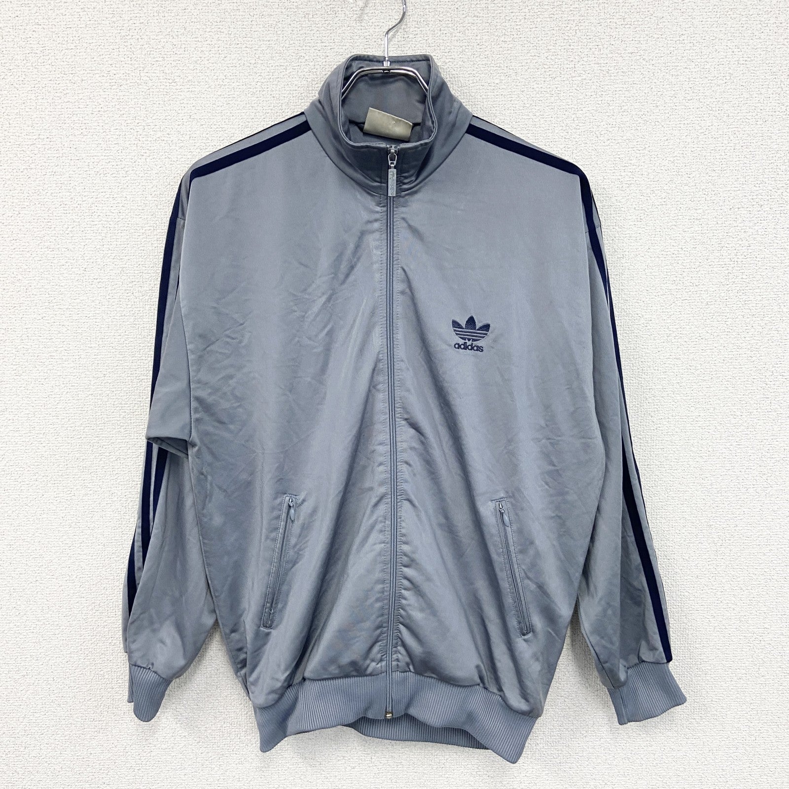 90s　adidas　アディダス　フルジップトラックジャケット/ジャージ　ヴィンテージ　灰色　グレー　162サイズ