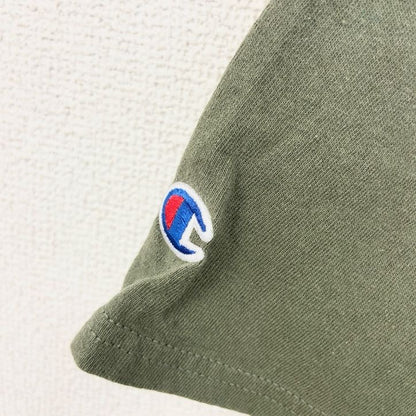 古着 used　champion　チャンピオン　半袖プリントTシャツ　ワンポイントデザイン　緑　ミリタリー　米軍　海兵　Lサイズ