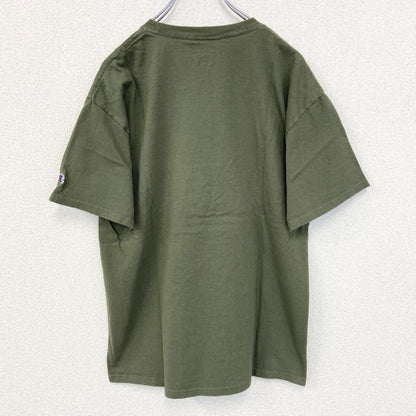 古着 used　champion　チャンピオン　半袖プリントTシャツ　ワンポイントデザイン　緑　ミリタリー　米軍　海兵　Lサイズ