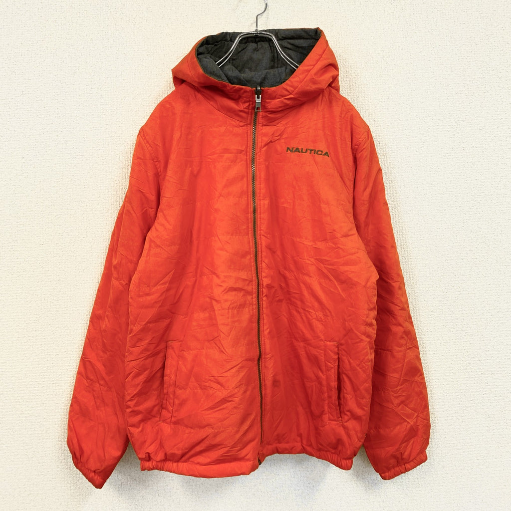 NAUTICA　ノーティカ　リバーシブル中綿ジャケット　オレンジ　灰色　グレー　XLサイズ
