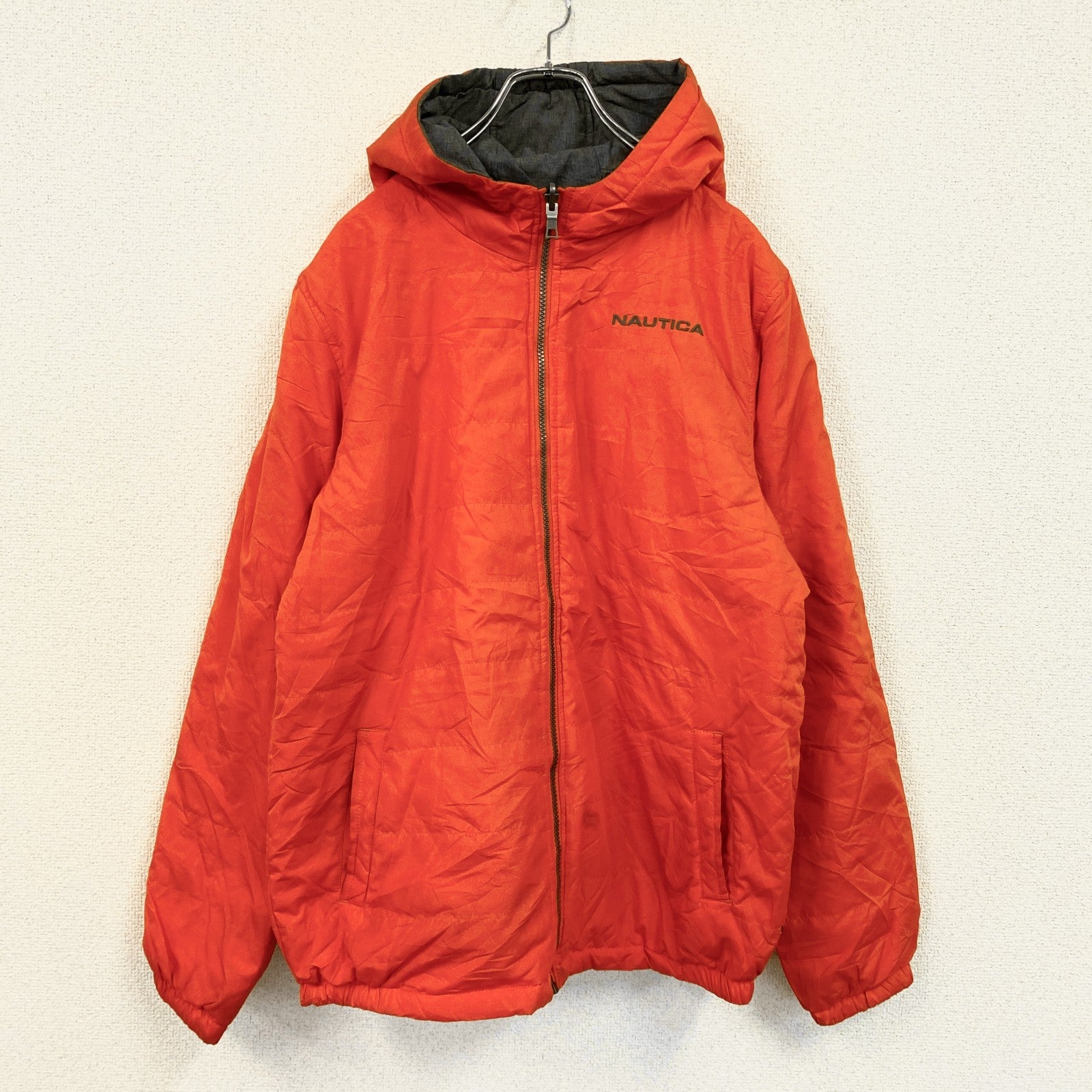 NAUTICA　ノーティカ　リバーシブル中綿ジャケット　オレンジ　灰色　グレー　XLサイズ