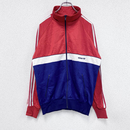 ～80s　adidas　アディダス　トラックジャケット/ジャージ　フロッキープリント　赤　レッド　F177サイズ