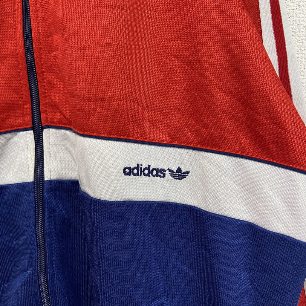～80s　adidas　アディダス　トラックジャケット/ジャージ　フロッキープリント　赤　レッド　F177サイズ