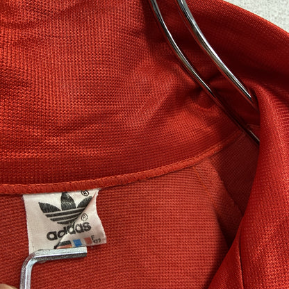 ～80s　adidas　アディダス　トラックジャケット/ジャージ　フロッキープリント　赤　レッド　F177サイズ