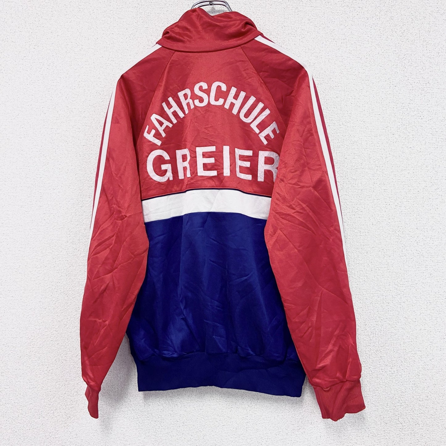 ～80s　adidas　アディダス　トラックジャケット/ジャージ　フロッキープリント　赤　レッド　F177サイズ