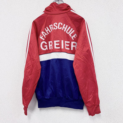 ～80s　adidas　アディダス　トラックジャケット/ジャージ　フロッキープリント　赤　レッド　F177サイズ