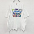 Hanes　ヘインズ　半袖プリントイラストTシャツ　3連プリント　蝶　白　ホワイト　2XLサイズ