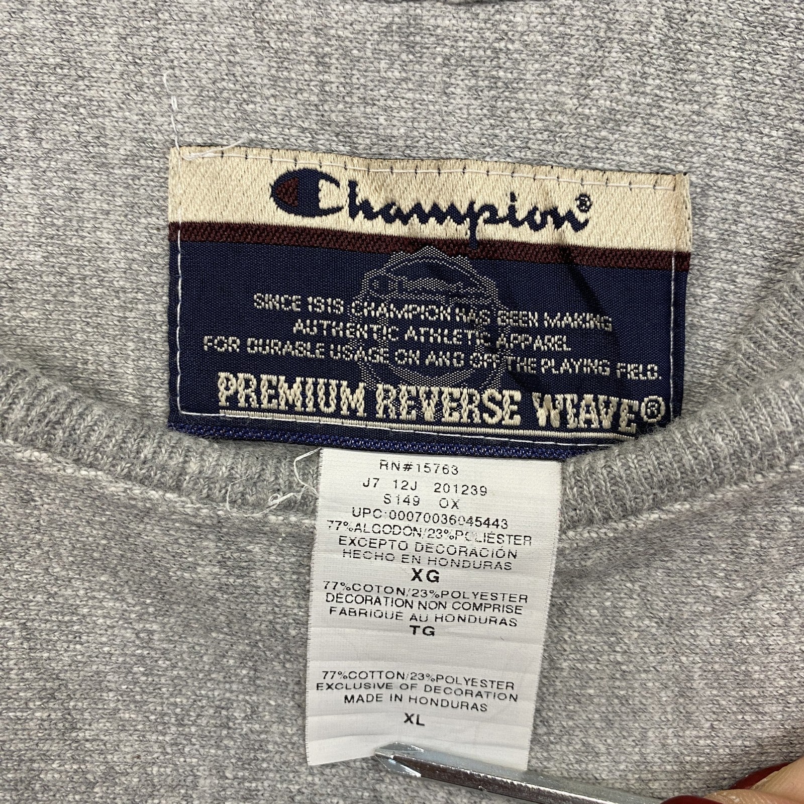 Champion　チャンピオン　プレミアムリバースウィーブ　スウェット/トレーナー　灰色　グレー　XLサイズ