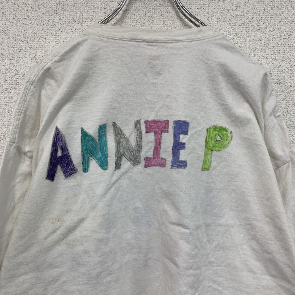Hanes　ヘインズ　半袖プリントイラストTシャツ　3連プリント　蝶　白　ホワイト　2XLサイズ