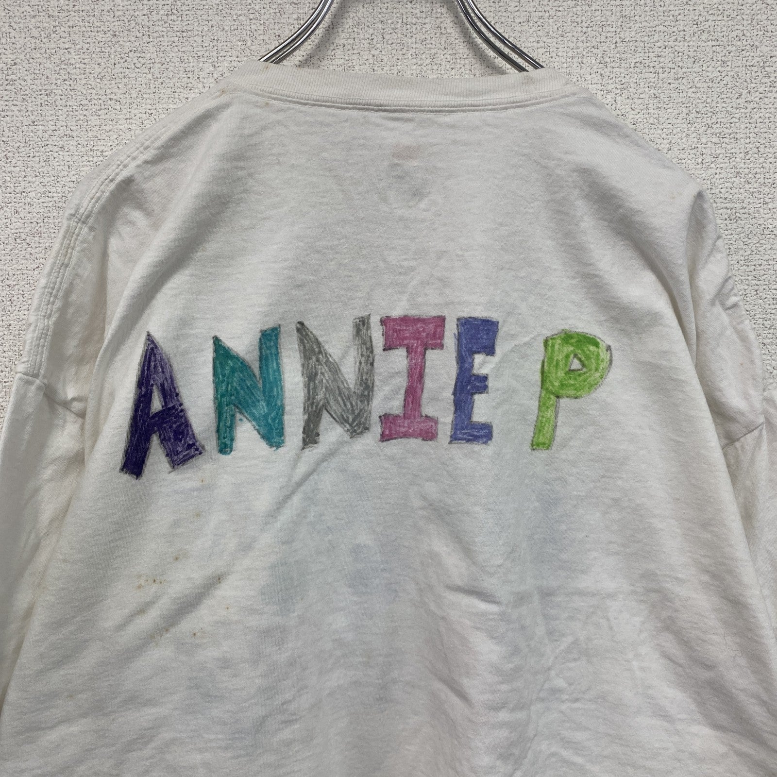 Hanes　ヘインズ　半袖プリントイラストTシャツ　3連プリント　蝶　白　ホワイト　2XLサイズ