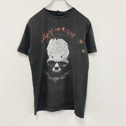 UP　アップ　半袖プリントTシャツ　スカル　ダークグレー　Sサイズ