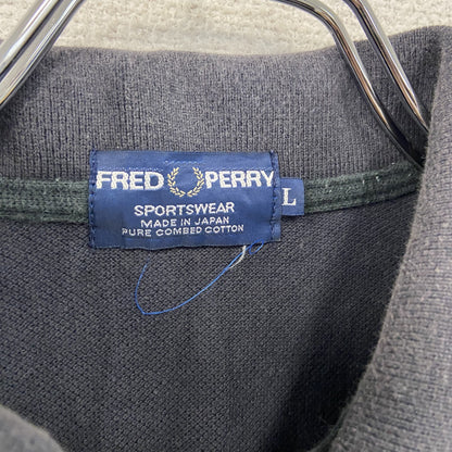 FRED PERRY　フレッドペリー　半袖ポロシャツ　刺繍ロゴ　フェード　ワンポイント　紺　ネイビー　Lサイズ