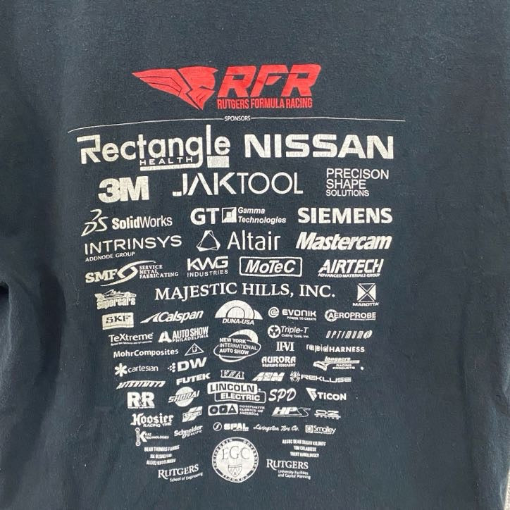半袖プリントTシャツ　企業T　Rutgers　NISSAN　黒　ブラック　Mサイズ