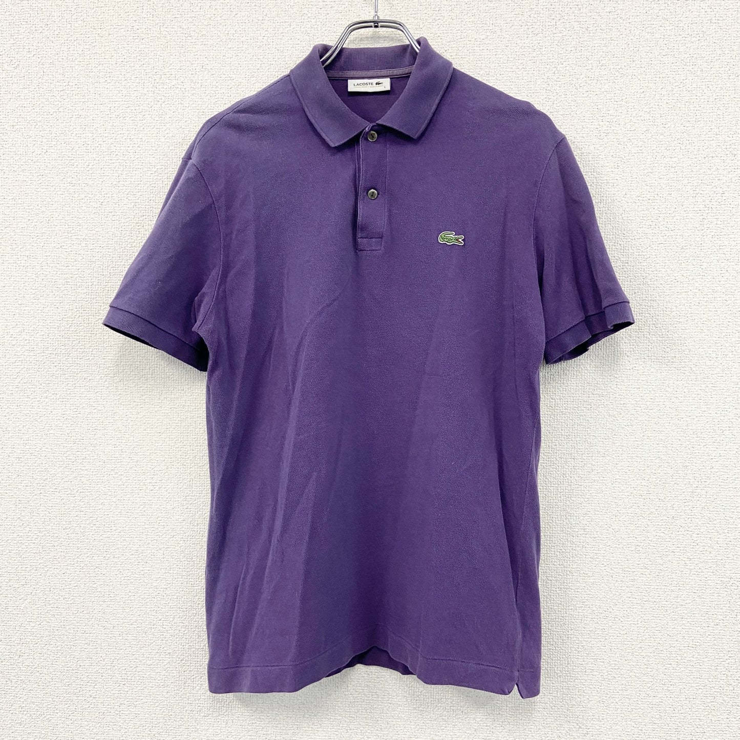 LACOSTE　ラコステ　半袖ポロシャツ　刺繍ロゴ　紫　パープル　Sサイズ