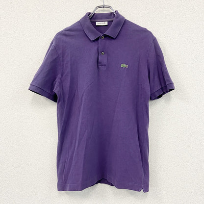 LACOSTE　ラコステ　半袖ポロシャツ　刺繍ロゴ　紫　パープル　Sサイズ