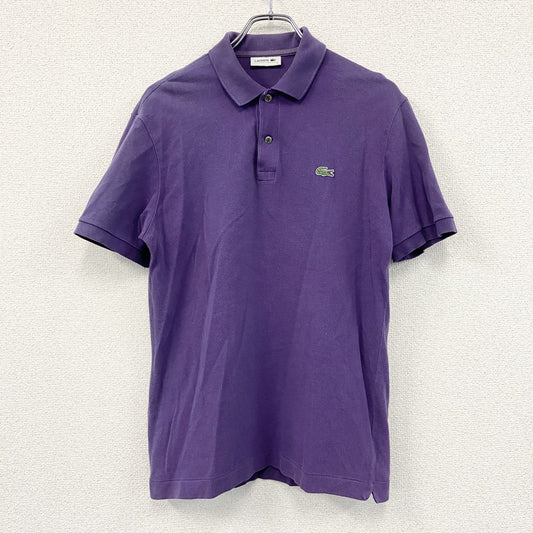 LACOSTE　ラコステ　半袖ポロシャツ　刺繍ロゴ　紫　パープル　Sサイズ