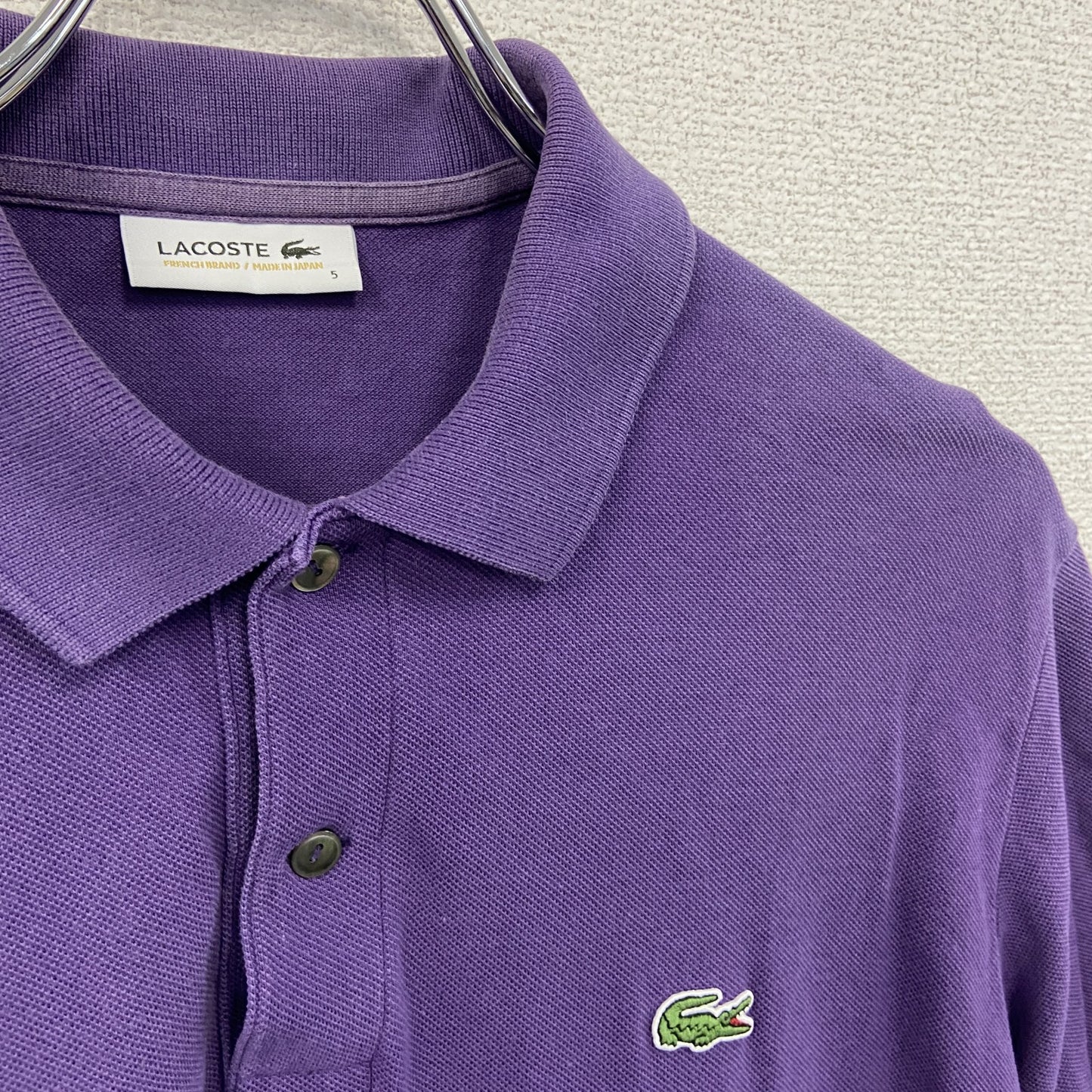 LACOSTE　ラコステ　半袖ポロシャツ　刺繍ロゴ　紫　パープル　Sサイズ