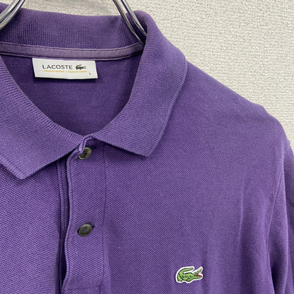 LACOSTE　ラコステ　半袖ポロシャツ　刺繍ロゴ　紫　パープル　Sサイズ
