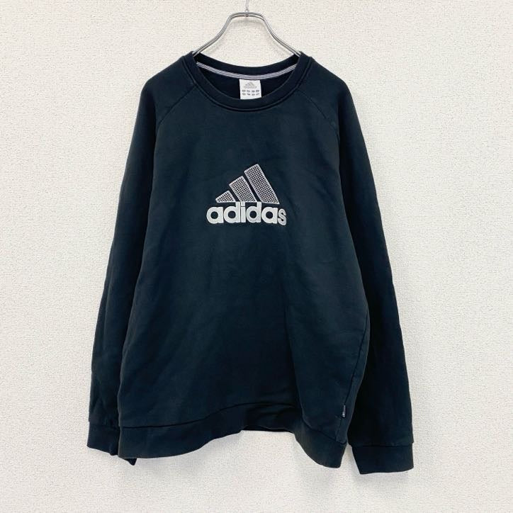 00s　adidas　アディダス　スウェット/トレーナー　ヴィンテージ　パフォーマンスロゴ　黒　ブラック　XLサイズ