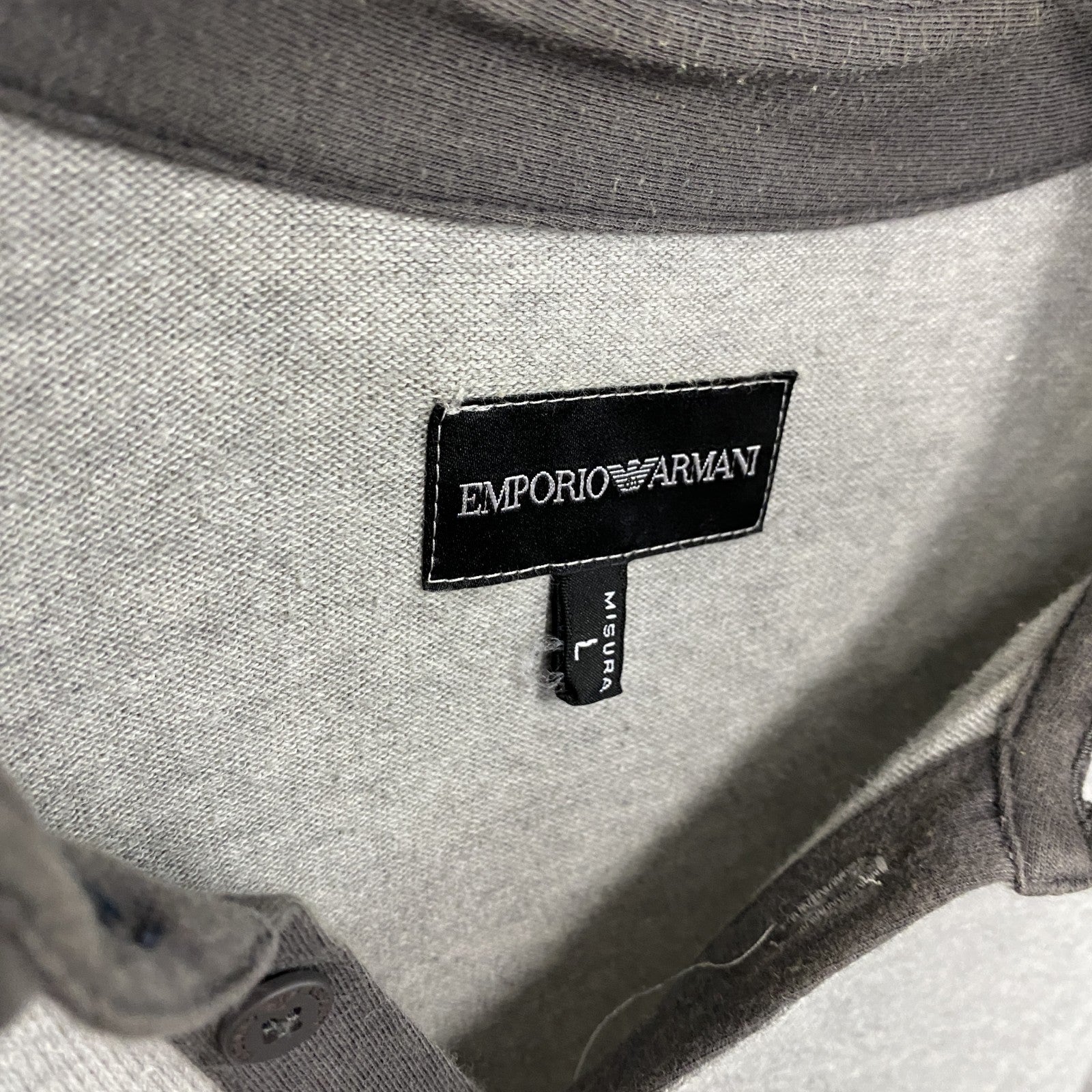 EMPORIO ARMANI　エンポリオアルマーニ　長袖ポロシャツ/ラガーシャツ　グレー　Lサイズ