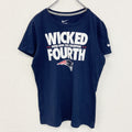 古着 used　NIKE ナイキ　NFL　ペイトリオッツ　半袖ロゴプリントTシャツ　クルーネック　ネイビー　ワンポイントロゴ