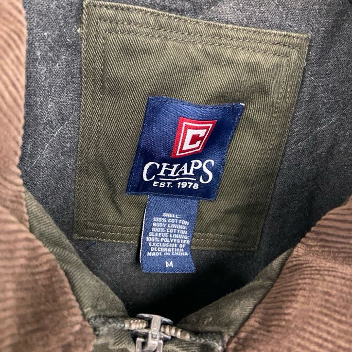 CHAPS　チャップス　ラルフローレン　フルジップ中綿ブルゾン　コーデュロイ襟　カーキ　Mサイズ