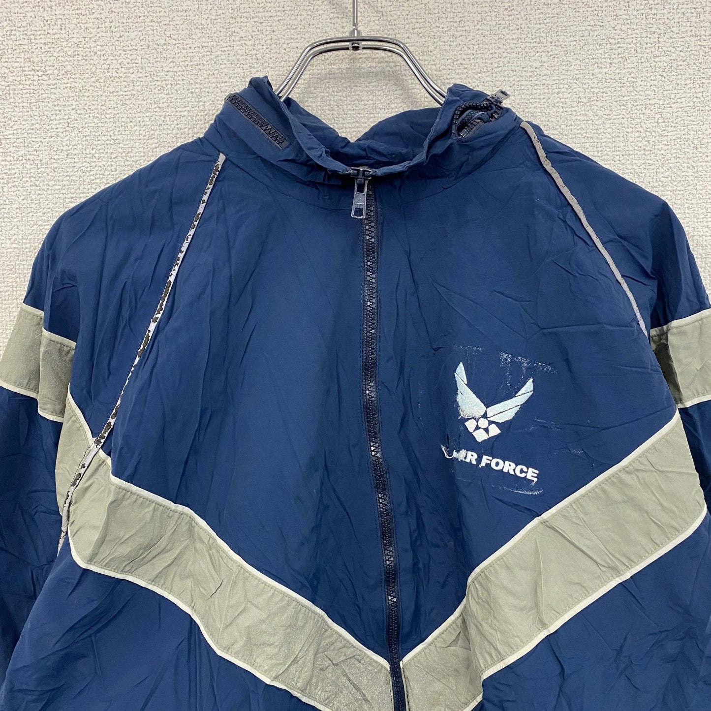 00s　U.S.AIR FORCE　PTU　トレーニングジャケット　ナイロンジャケット　米軍　青　ブルー　Lサイズ