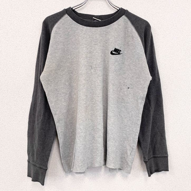 NIKE　ナイキ　長袖ラグランＴシャツ　ワッフルTシャツ　灰色　グレー　XLサイズ