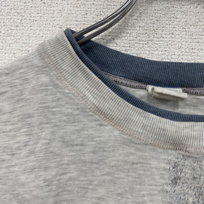 半袖イラストプリントTシャツ　アーチプリント　両面プリント　切り替え　スポーツ　霜降りグレー　青　ブルー　XLサイズ