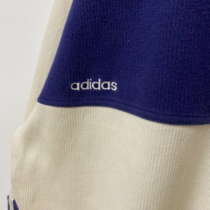 古着 used　adidas アディダス　オリンピック　長袖ニット　セーター　ワンポイントロゴ刺繍　ワッペン　白　Lサイズ