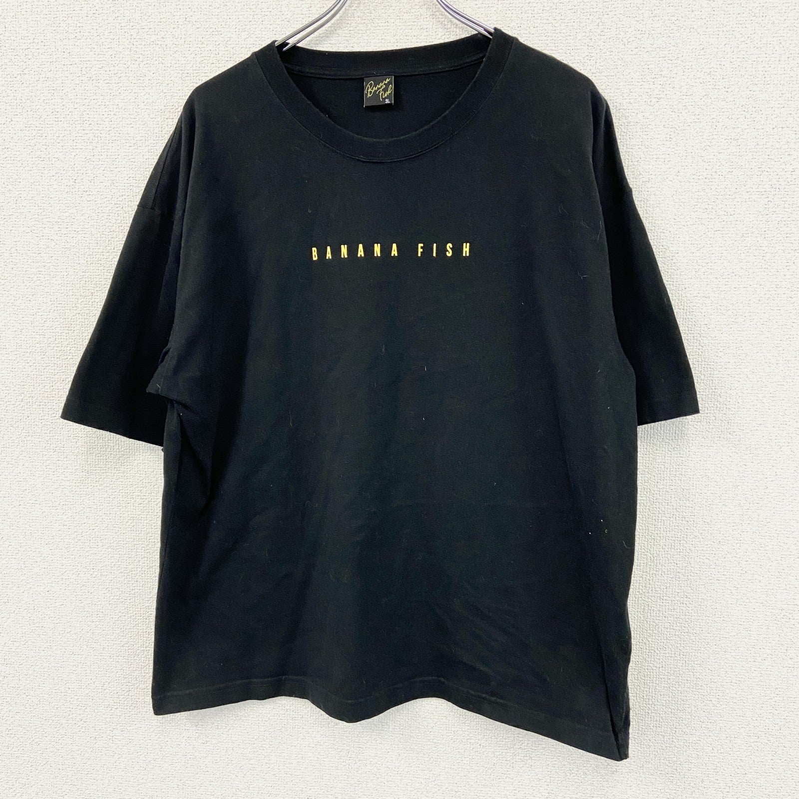 BANANA FISH　バナナフィッシュ　アッシュ・リンクス　半袖プリントアニメＴシャツ　キャラクター　黒　ブラック　3Lサイズ