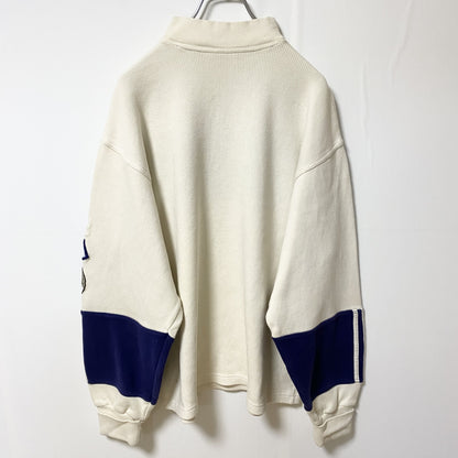 古着 used　adidas アディダス　オリンピック　長袖ニット　セーター　ワンポイントロゴ刺繍　ワッペン　白　Lサイズ