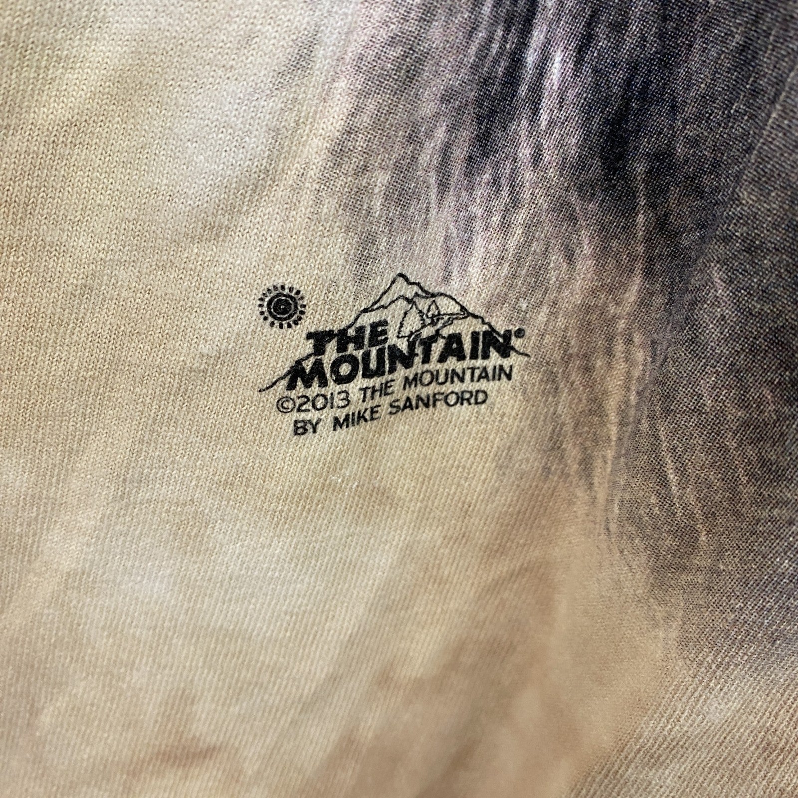 THE MOUNTAIN　半袖プリントTシャツ　アニマルT　タイダイ　ベージュ　Lサイズ