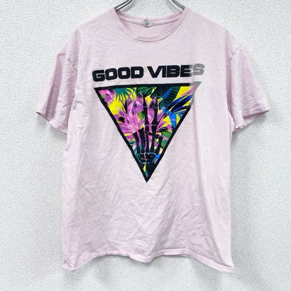 DELTA PRO WEIGHT　半袖プリントTシャツ　GOOD VIBES　ピンク　Lサイズ
