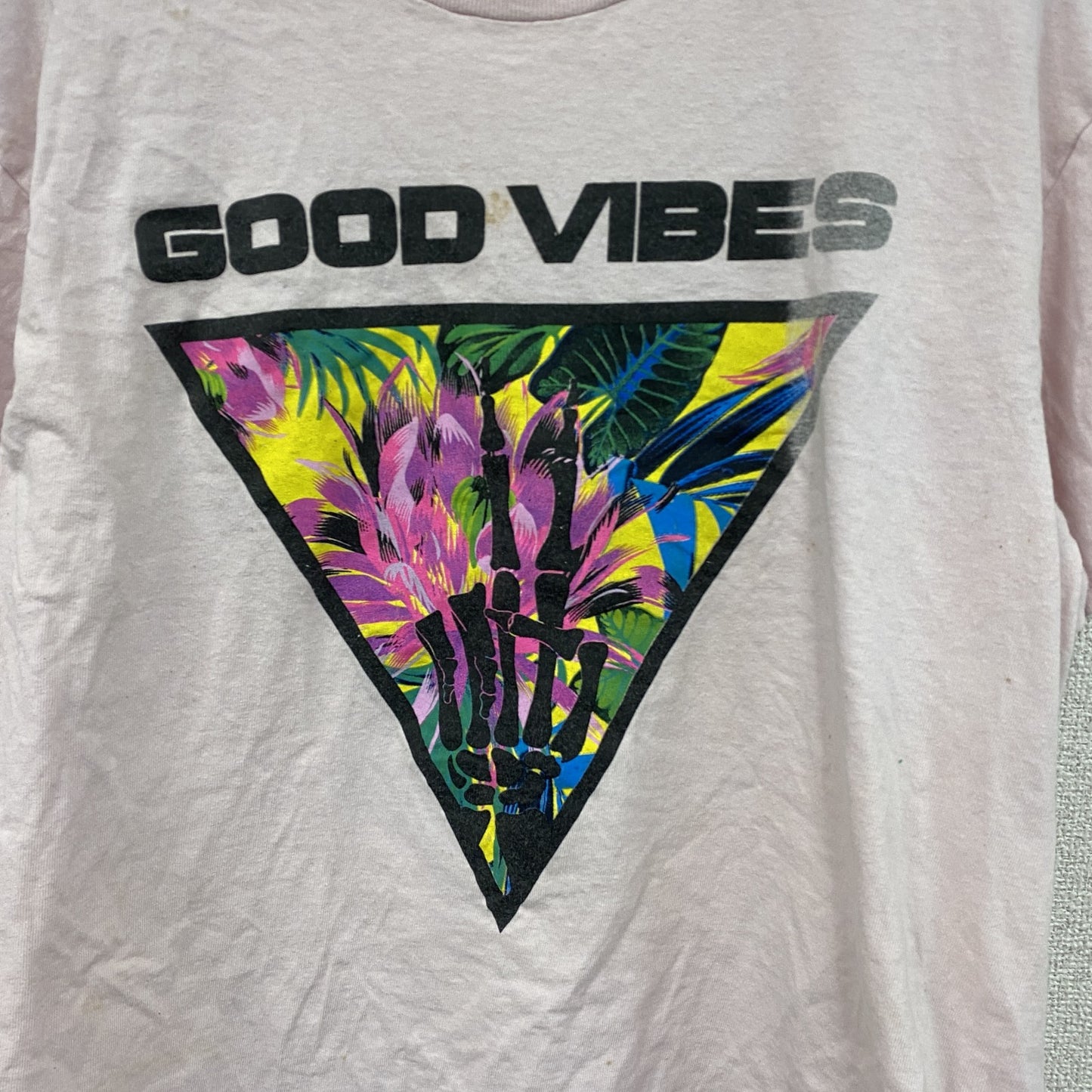DELTA PRO WEIGHT　半袖プリントTシャツ　GOOD VIBES　ピンク　Lサイズ