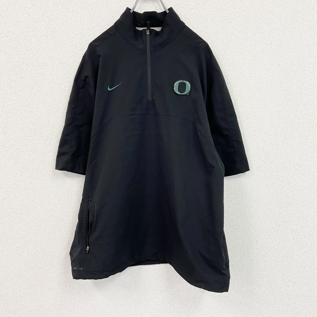 NIKE 　ナイキ　ハーフジップ半袖プルオーバー　黒　ブラック　Lサイズ