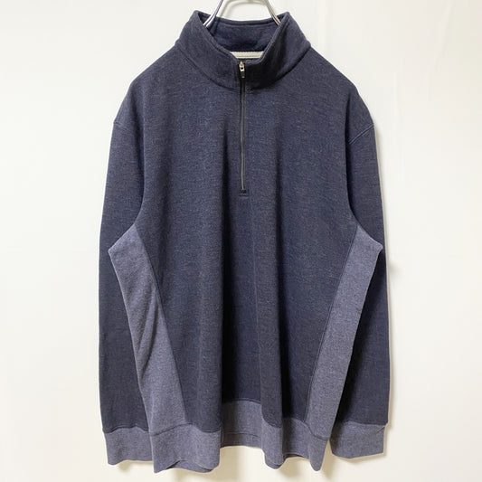 DUNNING GOLF　ハーフジップスウェット/トレーナー　ハイネック　無地　ビッグシルエット　紺　ネイビー　Lサイズ