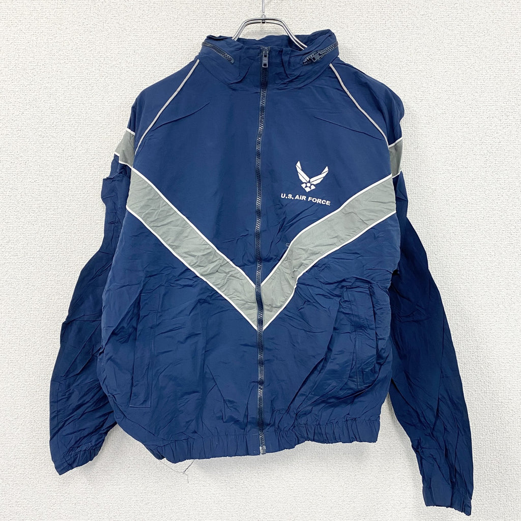 00s　U.S.AIR FORCE　PTU　トレーニングジャケット　ナイロンジャケット　米軍　青　ブルー　Lサイズ
