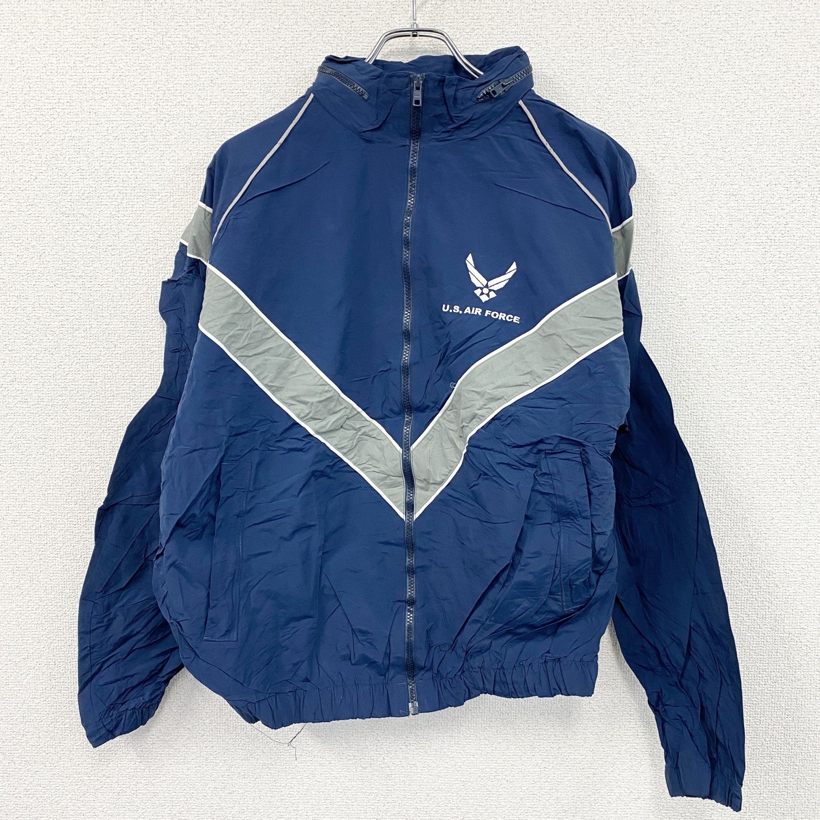 00s　U.S.AIR FORCE　PTU　トレーニングジャケット　ナイロンジャケット　米軍　青　ブルー　Lサイズ