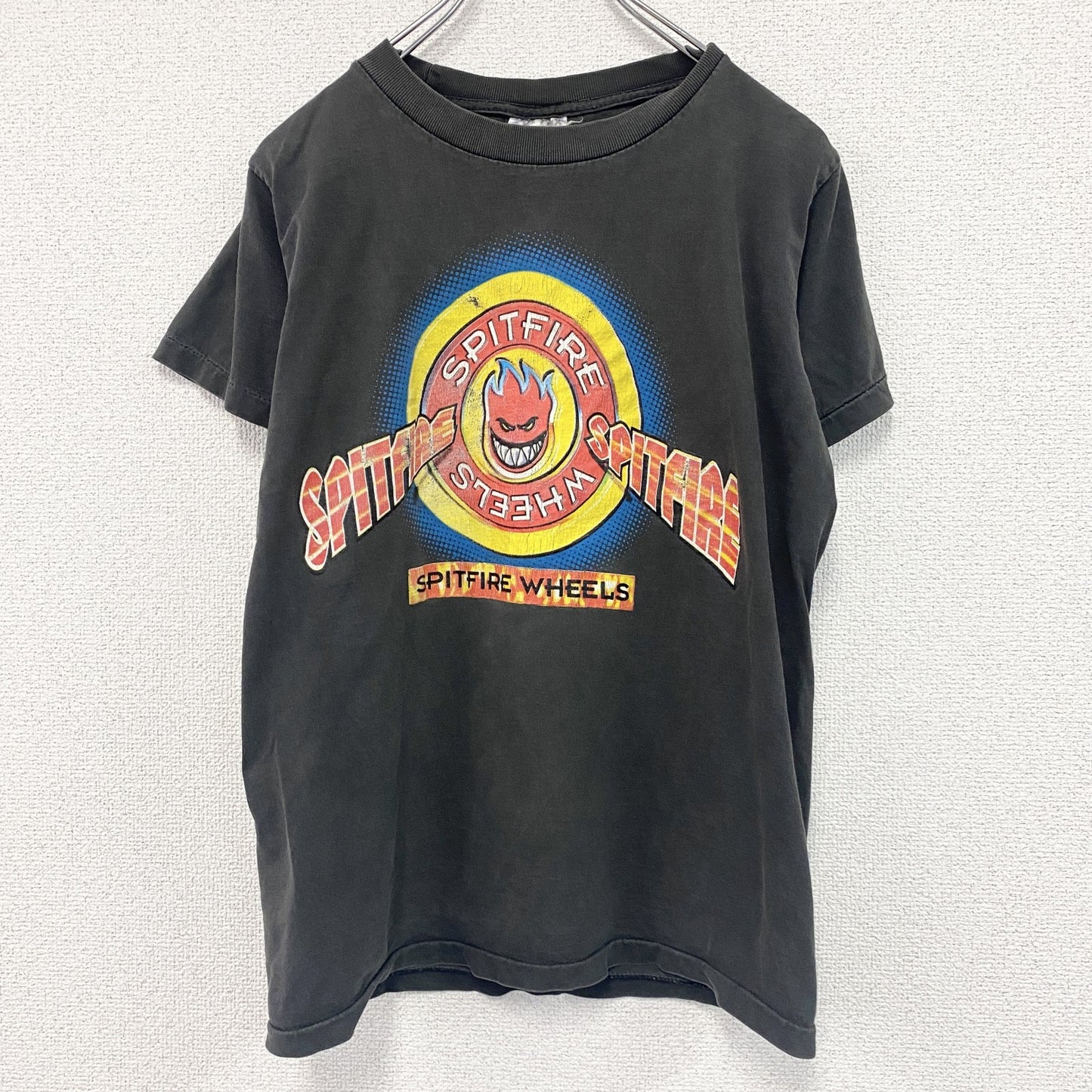 90s　TULTEX　タルテックス　スピットファイアウィール　半袖プリントTシャツ　ブラック　Grandeサイズ