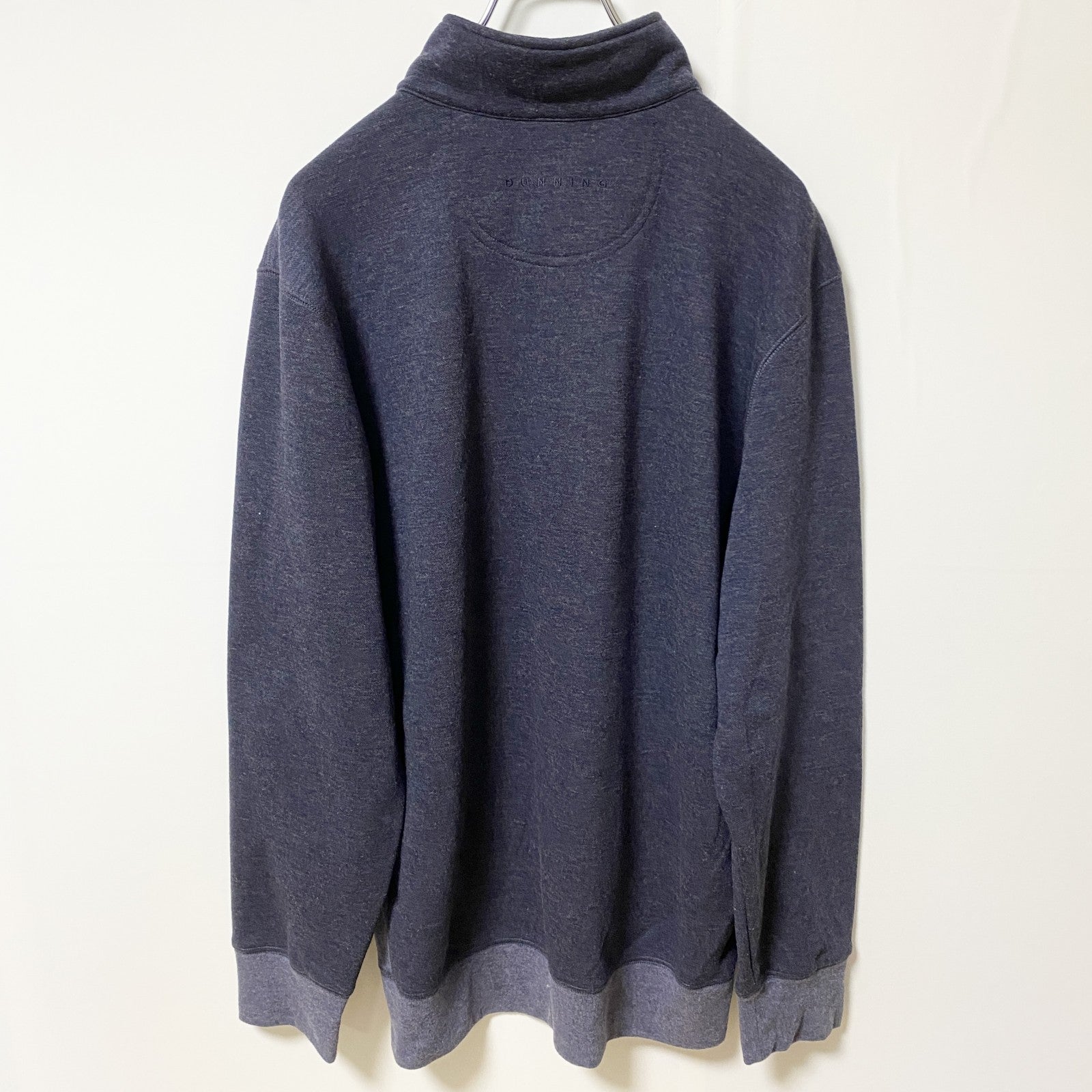 DUNNING GOLF　ハーフジップスウェット/トレーナー　ハイネック　無地　ビッグシルエット　紺　ネイビー　Lサイズ