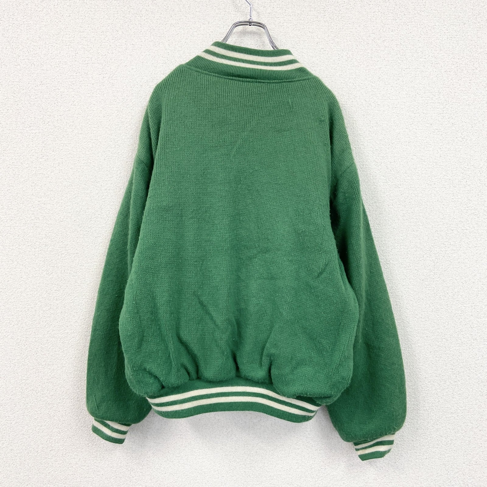 ～90s　PRO LINE　NFL　JETS　フルジップニットスタジャン　ヴィンテージ　緑　グリーン　Lサイズ