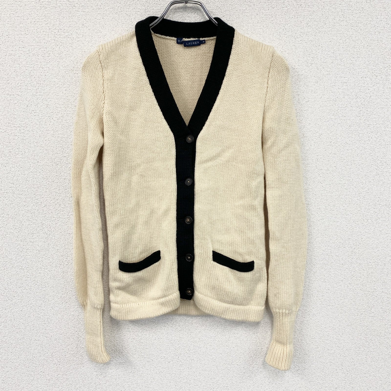 RALPH LAUREN　ラルフローレン　ニットカーディガン　アイボリー　Mサイズ