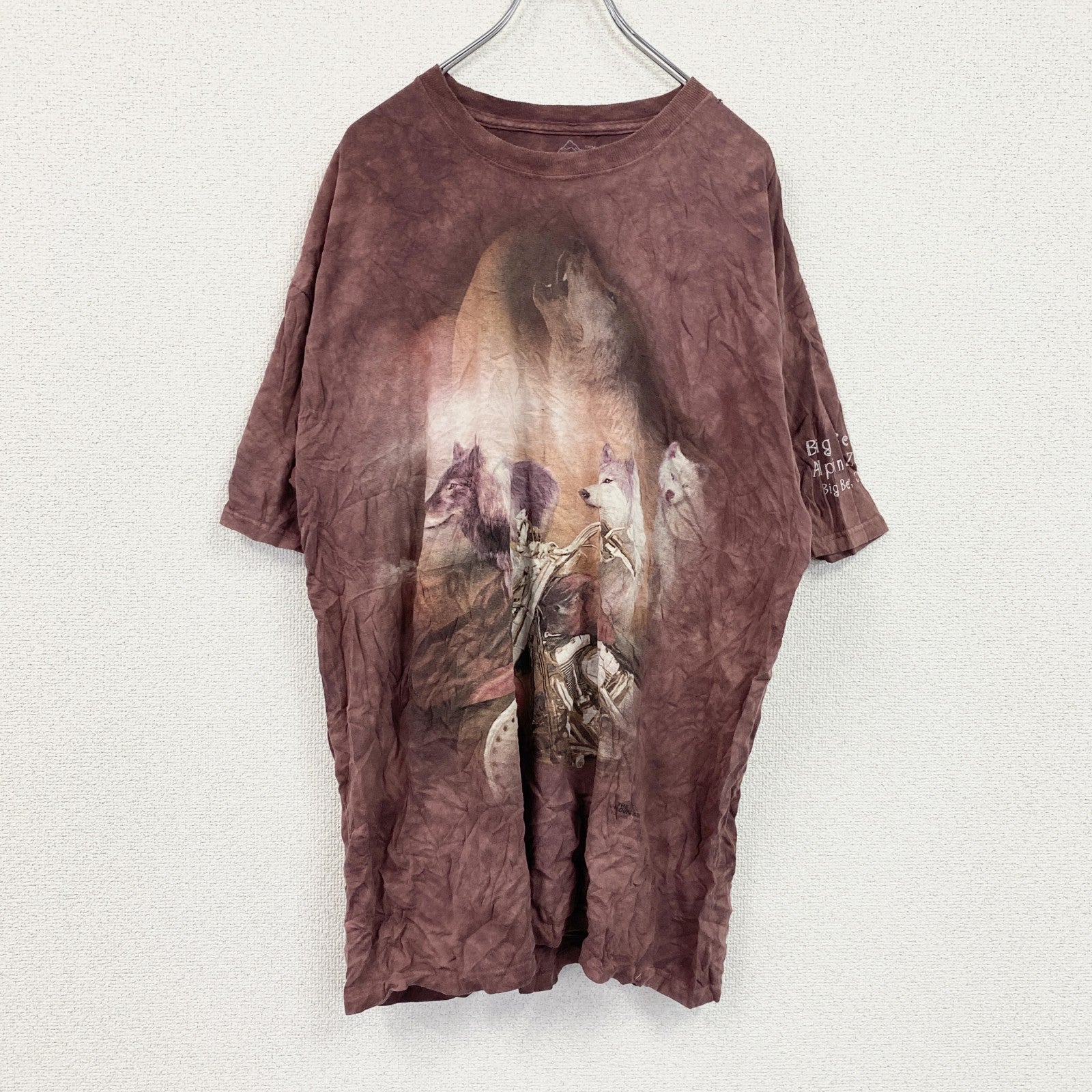 THE MOUNTAIN　ザマウンテン　半袖プリントTシャツ　アニマルT　タイダイ　ワインレッド　XLサイズ