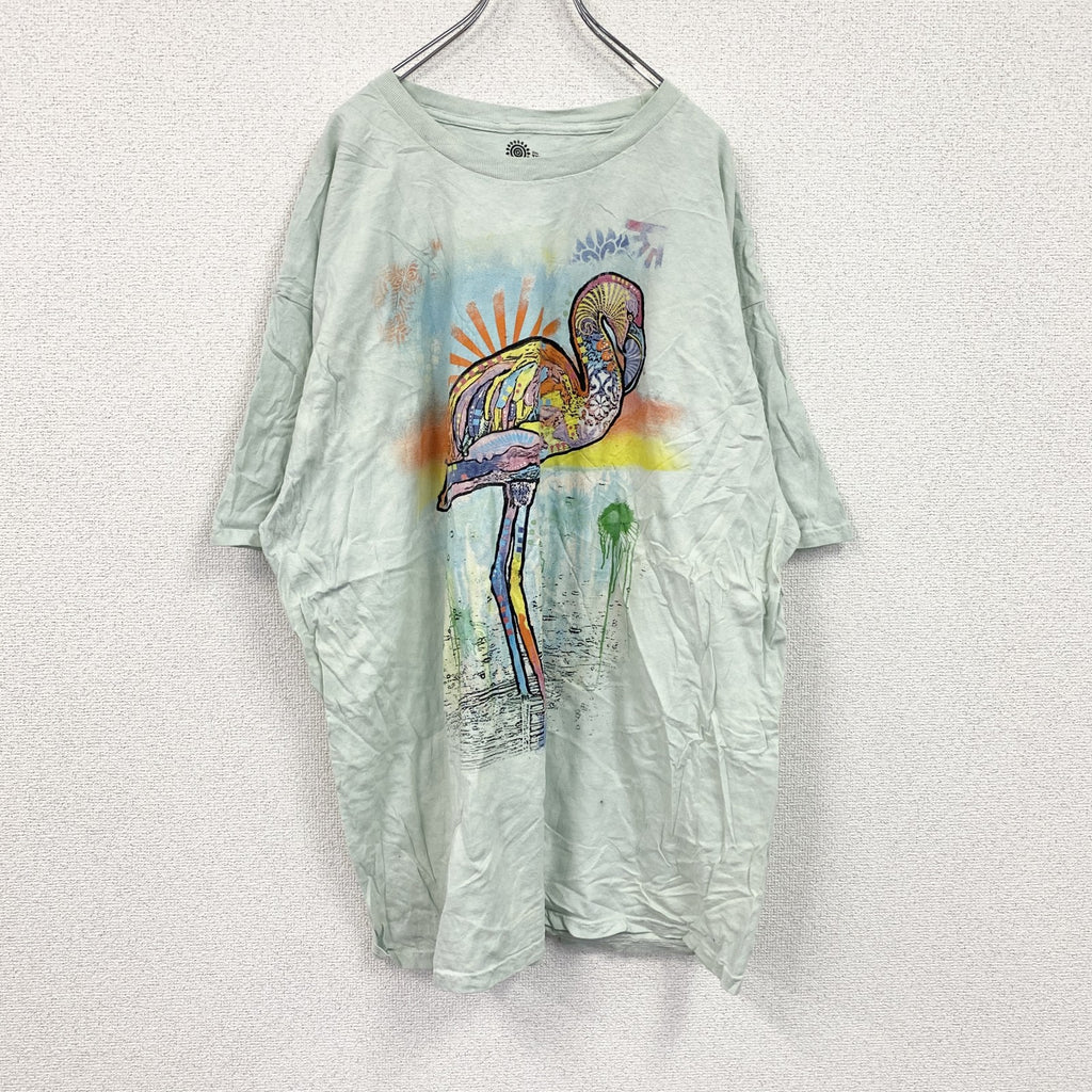 THE MOUNTAIN　ザマウンテン　半袖プリントTシャツ　アニマルT　タイダイ　ライトグリーン　3XLサイズ